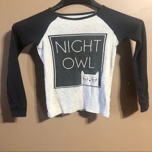 Night Owl Toddler Girls Size 4T Grey Black T-Shirt